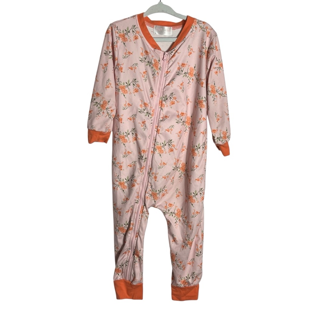 Cecil and Lou Toddler Floral Ruffle Zip Romper, 2T
